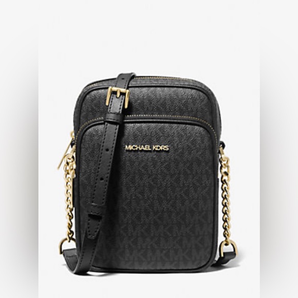 MICHAEL KORS Jet Set Travel Medium Logo Crossbody Bag Black - Picture 6 of 8